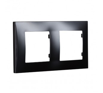 Рамка 2-местная горизонтальная черная "Вега" (SBE-08b-00-FR-2)#2113977