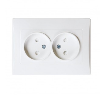 Розетка двойная без заземления 10A белая "Вега" (SBE-08w-10-S2-N)#2113984