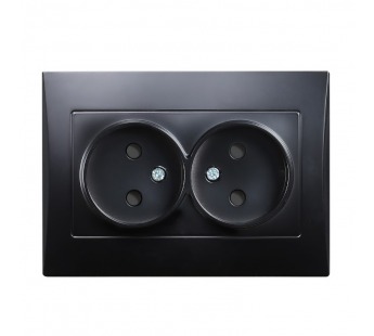 Розетка двойная без заземления 10A черная "Вега" (SBE-08b-10-S2-N)#2113985