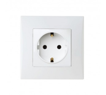 Розетка с заземлением 16А белая "Вега" (SBE-08w-16-S1-Z)#2113991