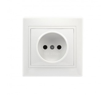 Розетка 1-местная без заземления 10А белая, керамика "Венера" (SBE-01w-10-S1-N-c)/200#2114008