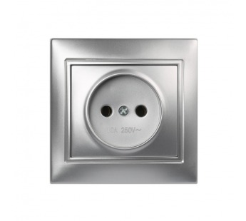Розетка 1-местная без заземления 10А серебро, "Венера" (SBE-01s-10-S1-N-c)#2114009