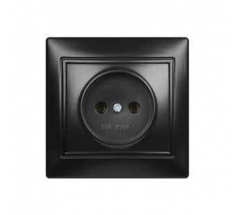 Розетка 1-местная без заземления 10А черная, "Венера" (SBE-01b-10-S1-N-c)#2114010