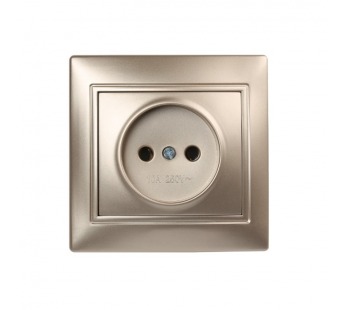 Розетка 1-местная без заземления 10А шампань, "Венера" (SBE-01c-10-S1-N-c)#2114011