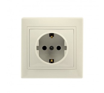 Розетка 1-местная с заземлением 16А бежевая "Венера" (SBE-01i-16-S1-Z-c)#2114012