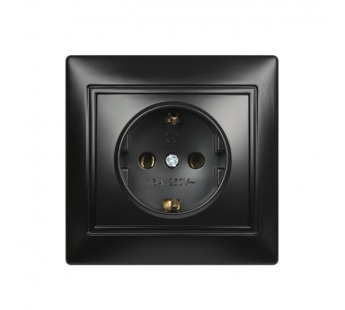 Розетка 1-местная с заземлением 16А черная, "Венера" (SBE-01b-16-S1-Z-c)#2114014