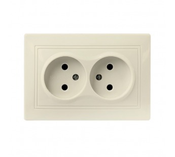 Розетка двойная одноместная без заземления 10А бежевая "Венера" (SBE-01i-10-S2-N-c)#2114015