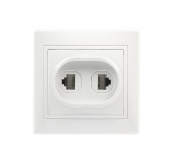 Розетка компьютер+телефон RJ-45+Phone 1 местная белая "Венера" (SBE-01w-S1-RJPH)#2113752