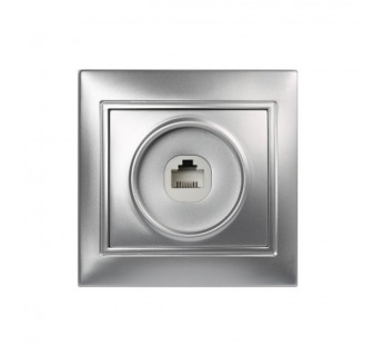 Розетка телефонная 1-местная серебро "Венера" (SBE-01s-S1-PH)#2113761