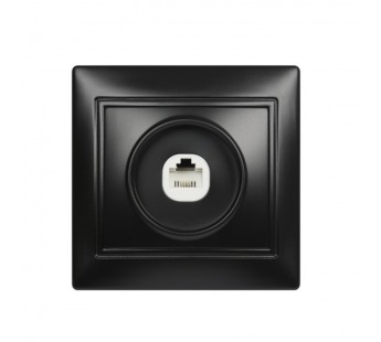 Розетка телефонная 1-местная черная "Венера" (SBE-01b-S1-PH)#2113762