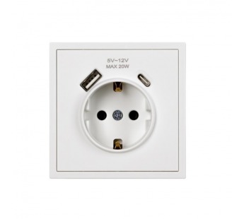 Розетка 1-местная с заземлением USB+Type 16А белая "Капелла" (SBE-09w-16-S1-USB)#2113260