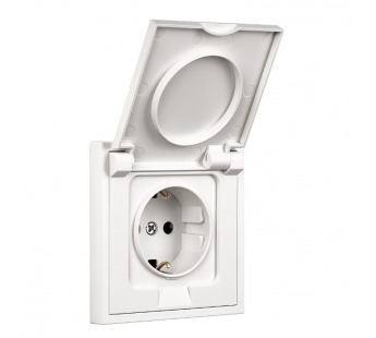Розетка 1-местная с заземлением с крышкой 16А белая "Капелла" (SBE-09w-16-S1-1ZK)#2113264