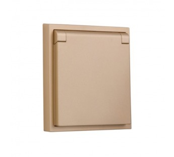 Розетка 1-местная с заземлением с крышкой 16А шампань "Капелла" (SBE-09c-16-S1-1ZK)#2113269