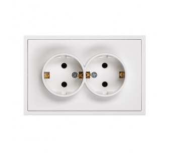 Розетка двойная с заземлением 16А белая "Капелла" (SBE-09w-16-S2-Z)#2113276