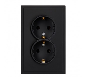 Розетка двойная с заземлением 16А черная "Капелла" (SBE-09b-16-S2-Z)#2113278