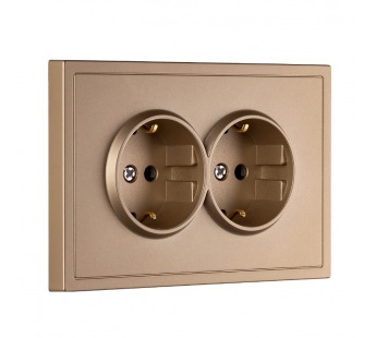 Розетка двойная с заземлением 16А шампань "Капелла" (SBE-09c-16-S2-Z)#2113279