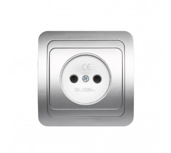 Розетка 1-местная без заземления 10А серебро "Марс" (SBE-02s-10-S1-N-c)#2113311