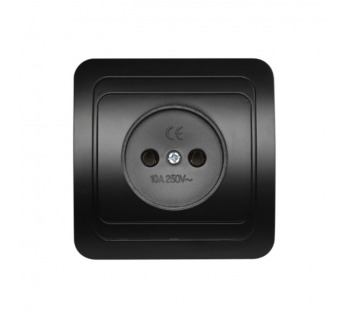 Розетка 1-местная без заземления 10А черная "Марс" (SBE-02b-10-S1-N-c)#2113312