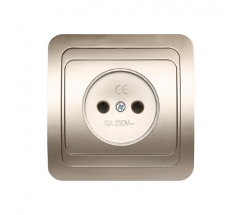 Розетка 1-местная без заземления 10А шампань "Марс" (SBE-02c-10-S1-N-c)#2113313