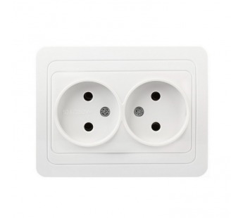 Розетка двойная одноместная без заземления 10А белая, керамика "Марс" (SBE-02w-10-S2-N-c)#2113317