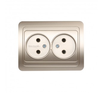 Розетка двойная одноместная без заземления 10А шампань, "Марс" (SBE-02c-10-S2-N-c)#2113319