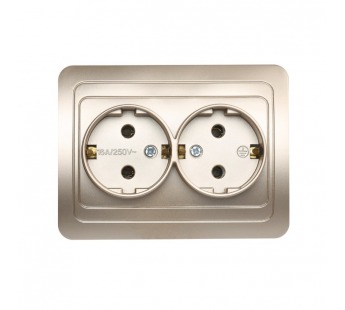 Розетка двойная одноместная с заземлением 16А шампань, "Марс" (SBE-02c-16-S2-Z-c)#2113322