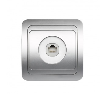 Розетка компьютерная RJ-45 1-местная серебро "Марс" (SBE-02s-S1-RJ)#2113223