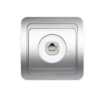 Розетка телефонная 1-местная серебро "Марс" (SBE-02s-S1-PH)#2113232