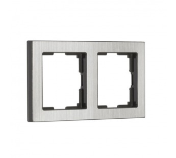 Рамка 2-местная пластик серый никель "Нептун" (SBE-06gn-Metal-FR-2)#2112763