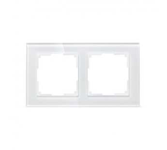 Рамка 2-местная стекло белая "Нептун" (SBE-05w-Glass-FR-2)#2112758