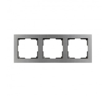 Рамка 3-местная пластик серый никель "Нептун" (SBE-06gn-Metal-FR-3)#2112753