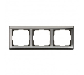 Рамка 3-местная серый никель "Нептун" (SBE-05gn-Metal-FR-3)#2113237