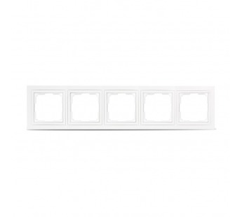Рамка 5-местная пластик белая "Нептун" (SBE-05w-Plastic-FR-5)#2113253