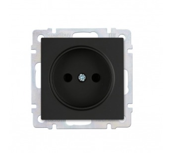 Розетка без заземления 10А черная "Нептун" с рамкой (SBE-05b-16-S1-N)#2113195