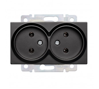Розетка двойная без заземления черная "Нептун" (SBE-05b-10-S2-N)#2113203