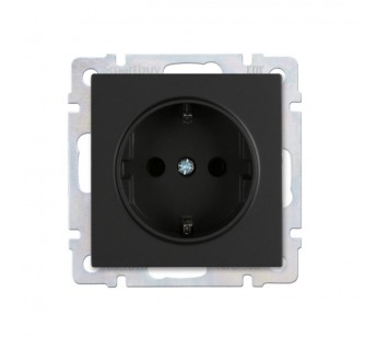 Розетка с заземлением 16А черная "Нептун" (SBE-05b-16-S1-Z)#2113214