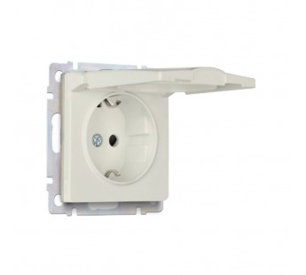 Розетка с заземлением и крышкой 16А, бежевая "Нептун" (SBE-05i-16-S1-ZK)#2113219