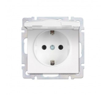 Розетка с заземлением и крышкой 16А, белая "Нептун" (SBE-05w-16-S1-ZK)#2113220