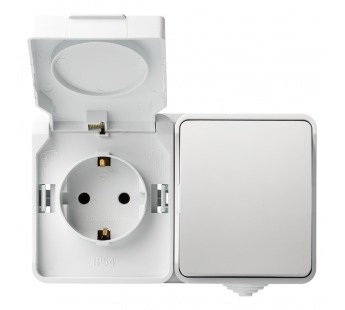 Блок розетка выключатель, IP54, белый, "Сатурн" (SBE-04g-16-SWS)#2137965