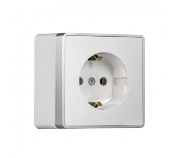 Розетка 1-местная 16А с заземлением белая "Сириус" (SBE-07w-16-S1-Z)#2112892