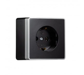 Розетка 1-местная 16А с заземлением черная "Сириус" (SBE-07b-16-S1-Z)#2113104