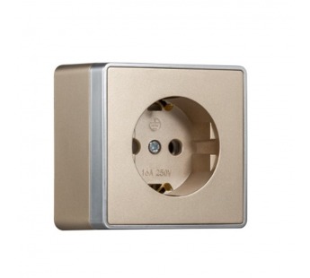 Розетка 1-местная 16А с заземлением шампань "Сириус" (SBE-07c-16-S1-Z)#2113105