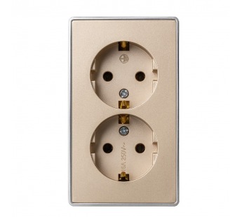 Розетка 2-местная 16А с заземлением шампань "Сириус" (SBE-07c-16-S2-Z)#2113117