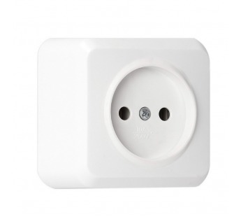 Розетка 1-местная 10А без заземления белая, керамика "Юпитер" (SBE-03w-10-S1-N-c)#2112738