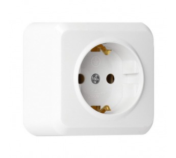 Розетка 1-местная 16А с заземлением белая "Юпитер" (SBE-03w-16-S1-Z)#2112740