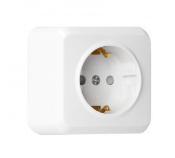 Розетка 1-местная 16А с заземлением белая с защ. штор. "Юпитер" (SBE-03w-16-S1-1Z)#2112741