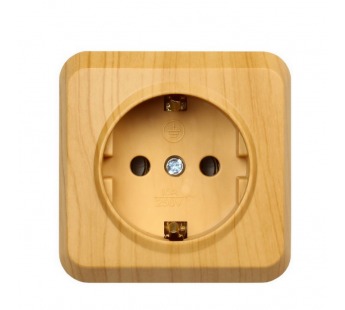 Розетка 1-местная 16А с заземлением светлое дерево "Юпитер" (SBE-03lw-16-S1-Z)#2112743