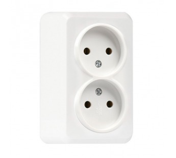 Розетка 2-местная 10А без заземления белая, керамика "Юпитер" (SBE-03w-10-S2-N-c)#2112745