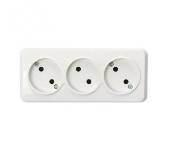 Розетка 3-местная 10А без заземления белая "Юпитер" (SBE-03w-10-S3-N)#2112749
