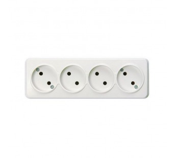 Розетка 4-местная 10А без заземления белая "Юпитер" (SBE-03w-10-S4-N)#2112750